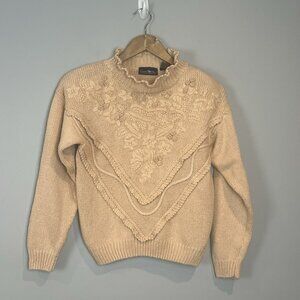 Hunters Run Vintage Cableknit Sweater Womens Size Medium Grannycore Cottagecore